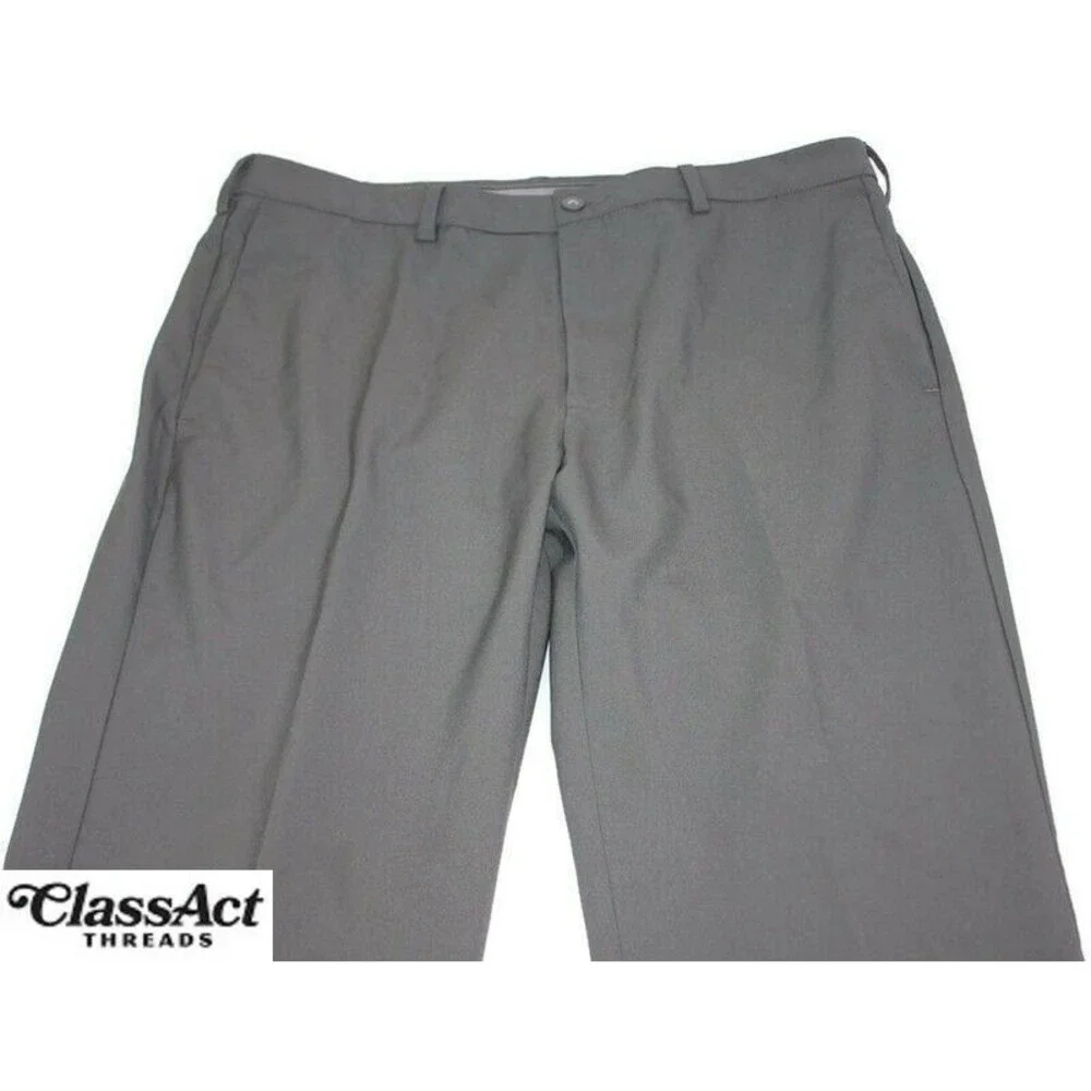 PGA Tour Golf Pants Casual Chino Polyester Men's Gray Flat Front 36 X 32